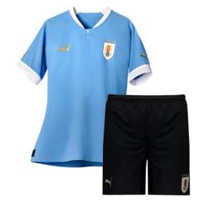 Uruguay Replika Babytøj Hjemmebanesæt Børn VM 2022 Kortærmet (+ Korte bukser)